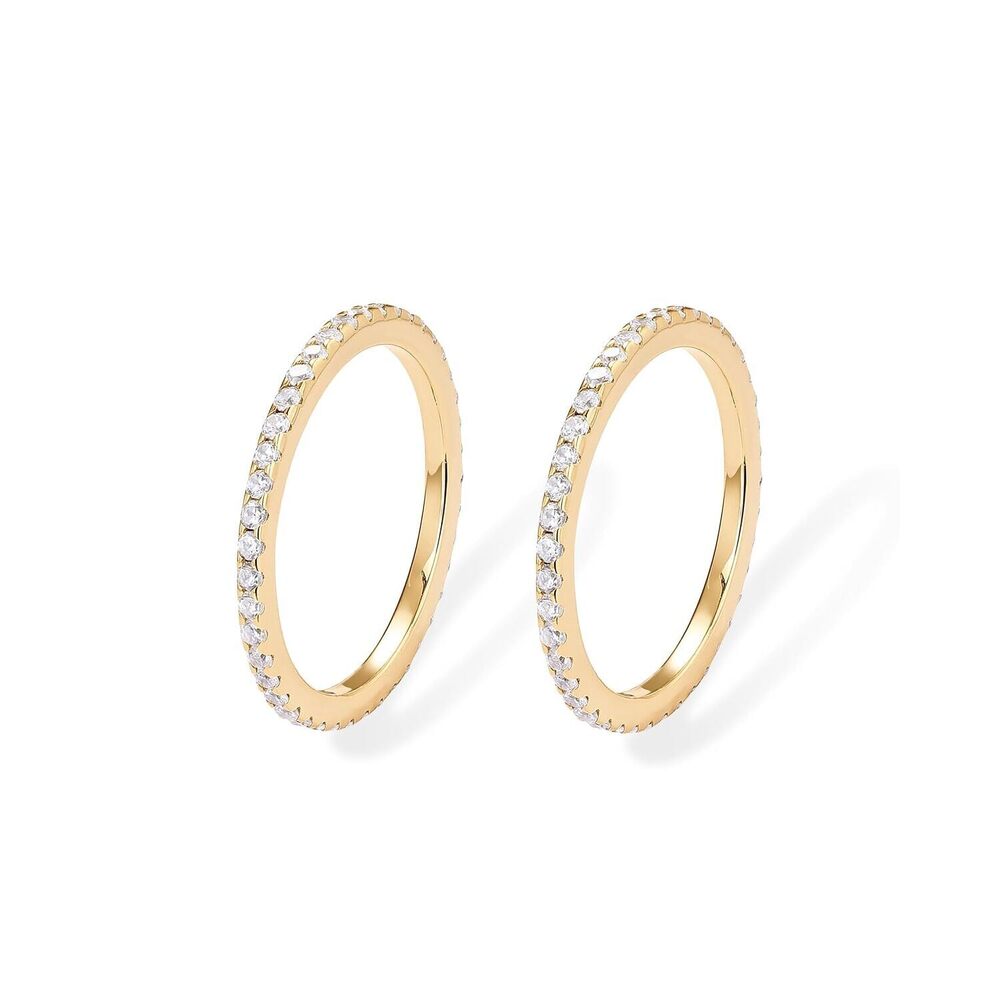 14K Yellow Gold Plated 925 Sterling Silver Rings for Women | 2-Set